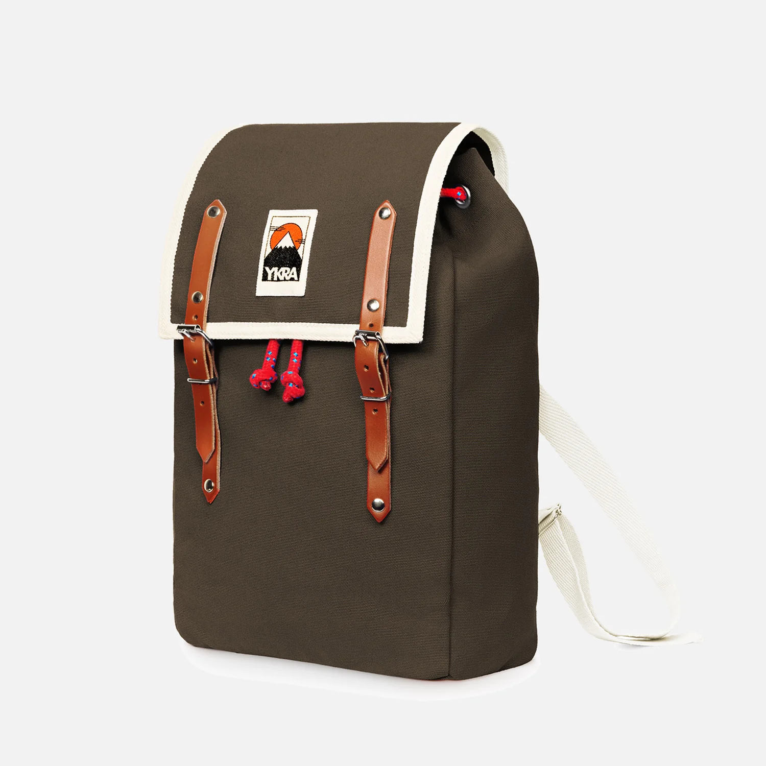 Cotton Canvas Matra Mini Backpack With Cotton Strap - Khaki - Image 2