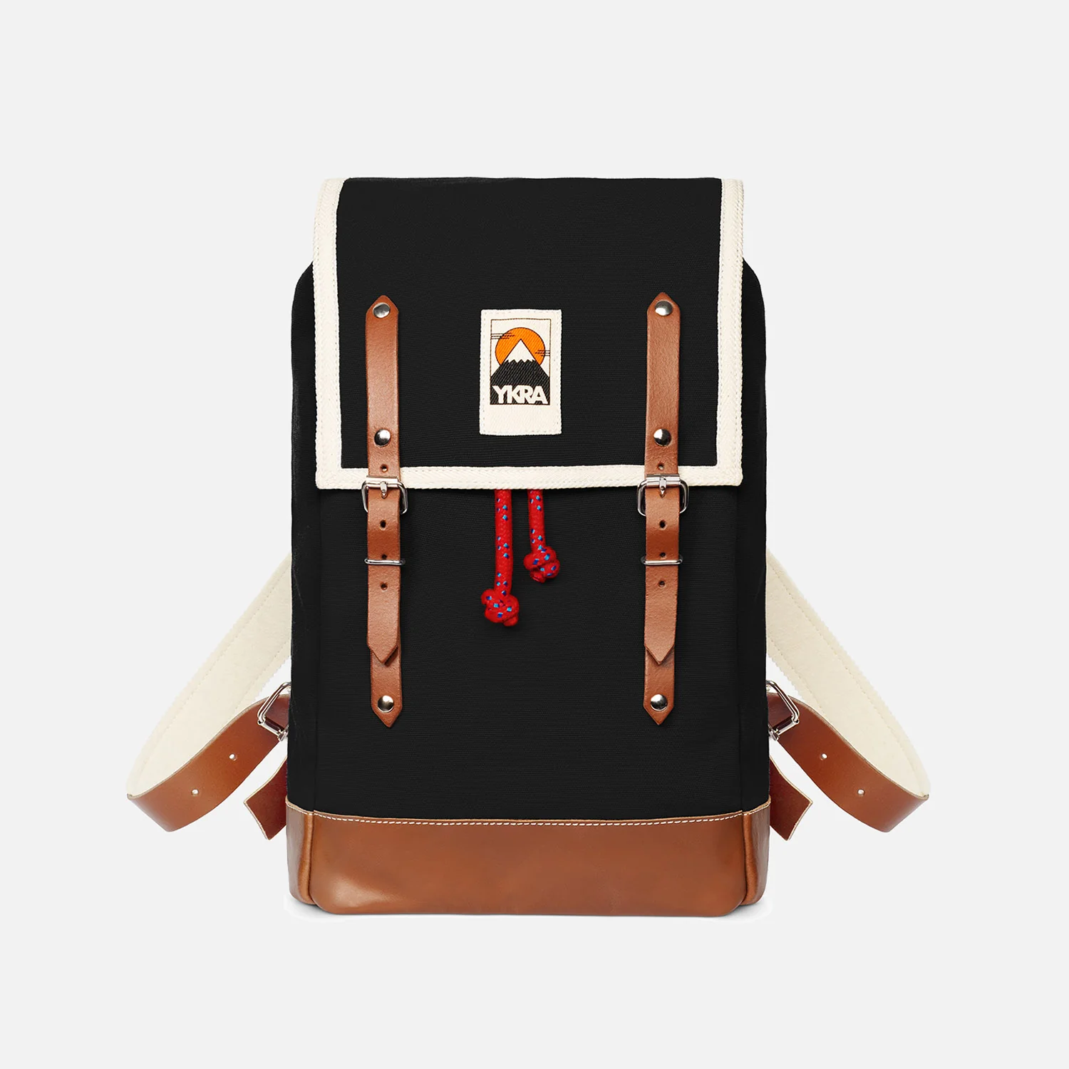 Cotton Canvas Matra Mini Backpack With Leather Strap & Base - Black - Image 3