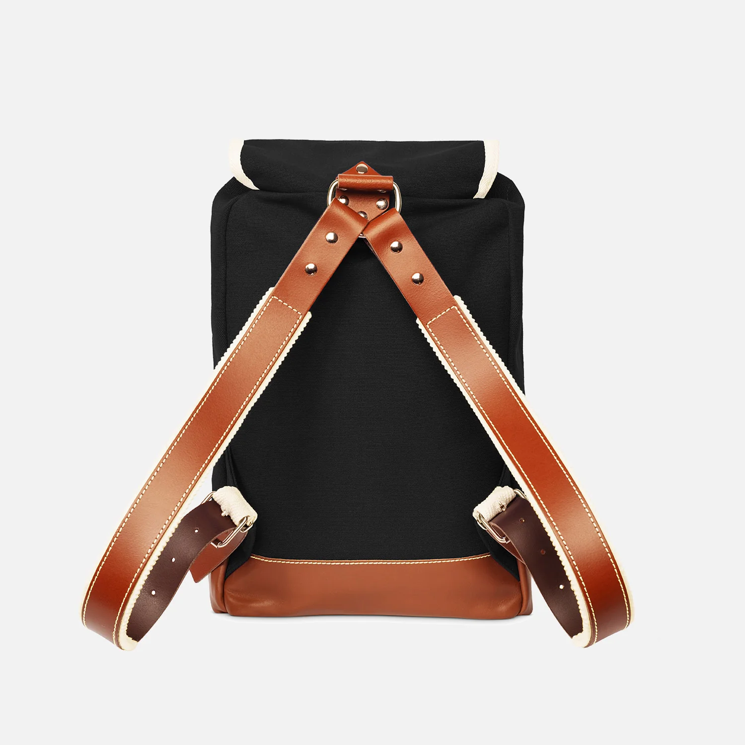 Cotton Canvas Matra Mini Backpack With Leather Strap & Base - Black - Image 4